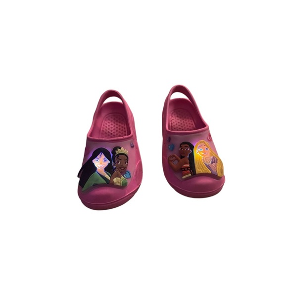 2 for 1 BOGO Sale: Girls Tan / Flowers & Disney Princess LIGHT UP Clogs / Crocs - Picture 7 of 10